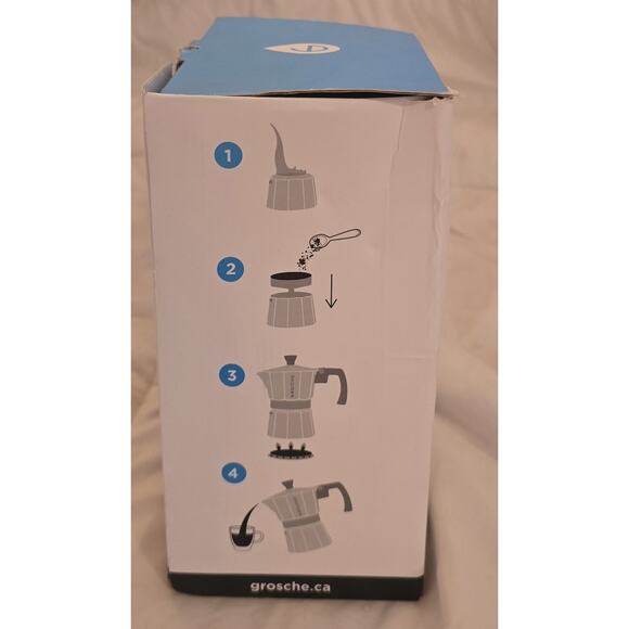 GROSCHE Milano Stovetop Espresso Maker Moka pot 3 espresso Cup - 5 oz, White EUC - Picture 2 of 3